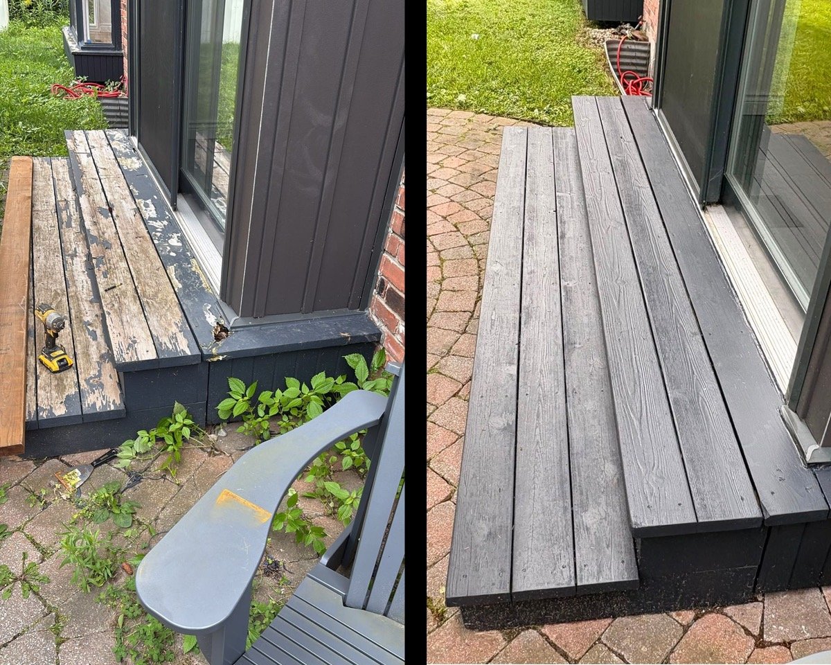 Outdoor wood stairs restoration