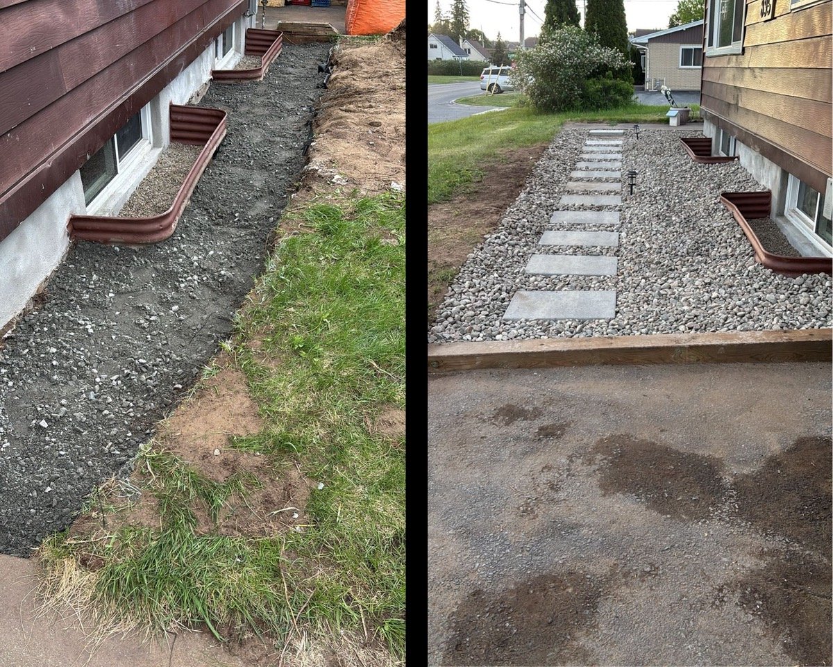 Landscaped pathway with River Rock
