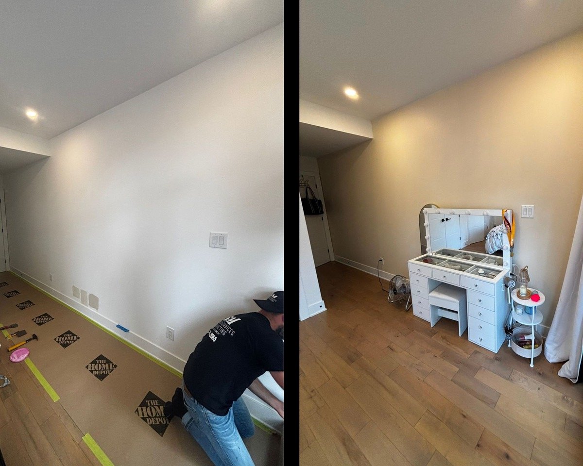 Painted accent wall and furniture installation